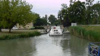 Barging a canal in Aquitaine, France.