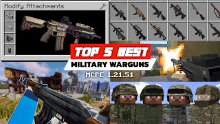 TOP 5 BEST MILITARY WEAPON ADDON FOR MINECRAFT PE 1.21.51