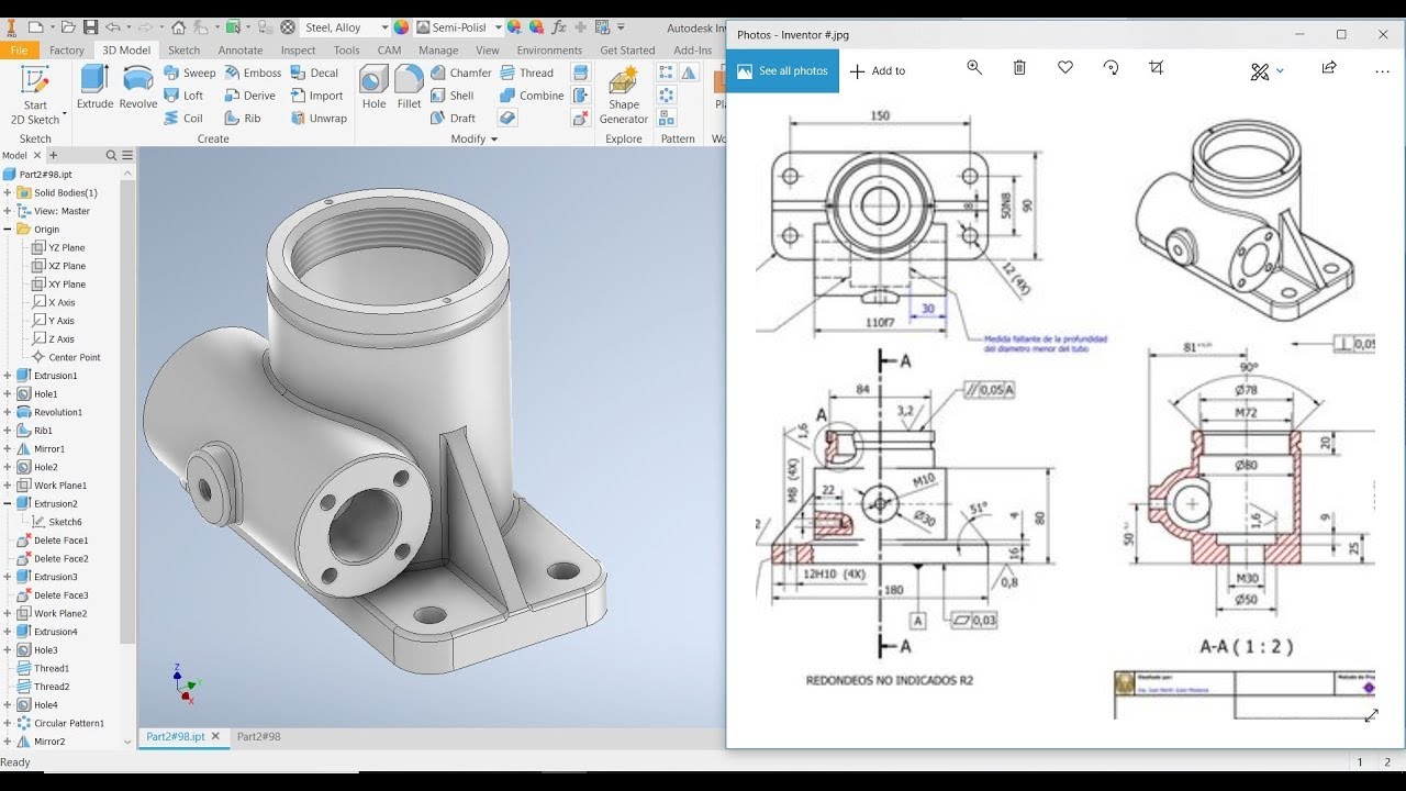 Inventor 2020 Tutorial #98 | Solid Modeling 3D Design - YouTube