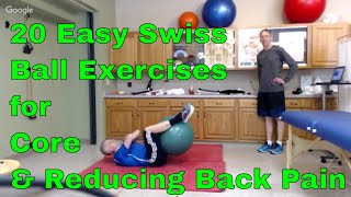 20 Easy Swiss Ball Exercises for Core & Reducing Back Pain. New Shoulder/Leg Exercises Included.