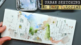 Easy Landscape Urban Sketching - Fine liner and Daniel Smith Colours