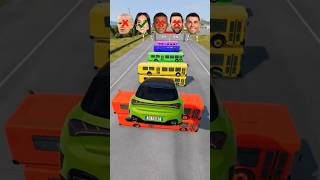 🚘CR7 vs Messi, Mbappe, Georgina, Haaland Bus Jump Challenge #beamngdrive #football #shorts