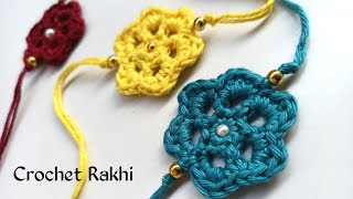 Crochet Rakhi Design / DIY Friendship Bracelet (Hindi) | Make Easy Rakhi at Home - Bracelet Tutorial