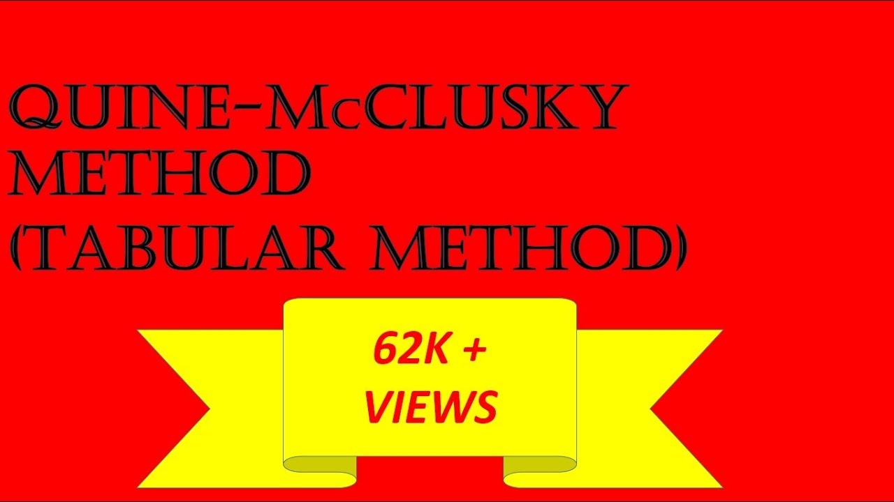 Minimization Using Quine-Mccluskey (Tabular) Method - YouTube