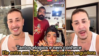 Carlinhos Maia entra em live na rede vizinha e quer encontrar seguidora trans após o rancho em SP