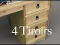 bureau en pin salsa avec 4 tiroirs style mexicain finition teintée cirée marque idimex