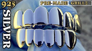 Real Solid 925 Sterling Silver Pre-Made Grillz Set