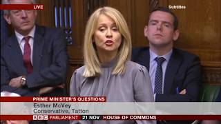 Esther McVey MP at Prime Minister's Questions