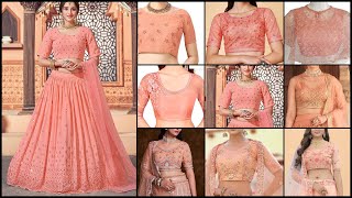 Stunning Peach Color Lehenga Blouse Designs 2024 |🍑Peach Lehenga Blouse | Peach Colour Blouse Design