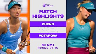 Qinwen Zheng vs. Anastasia Potapova | 2023 Miami Round of 16 | WTA Match Highlights