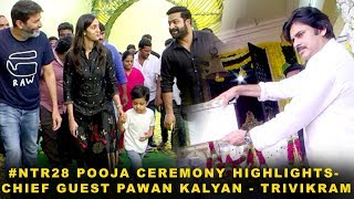 #NTR28 Jr.NTR Pooja Ceremony Highlights - Power Star Pawan Kalyan | Trivikram | Anirudh | New Movie
