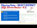 SQL Server Basics 4.1 Filtering data - SELECT DISTINCT (For Beginners) #ezettutorial #sqlserver