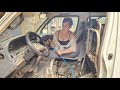 Genius girl repairs and restores a car.