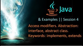 Java & Examples 4th Session. Access modifiers. Abstraction: interface, abstract class.