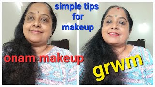 💯 How to do| ഓണം മേക്കപ്പ് 🌼🌼|grwm| under 1000 Rs| മലയാളി സുന്ദരി makeup #onamspecial #after50