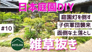 [Japanese Garden DIY Start] Removing Weeds and Removing Dirt｜Children's Army Attacked