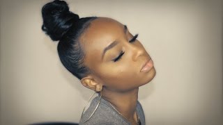 Quick Top Knot Bun Tutorial On Natural Hair No Weave