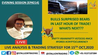 Evening Session#214 Bulls surprised Bears in last hour of trade! What Next? Analysis for 15th Oct'20