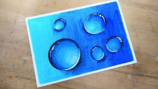 How to draw realistic water drops Bubble with Oil pastel | Step by step for beginners