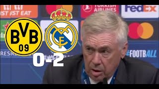 Reaccion de Carlo Ancelotti Real Madrid 2-0 Borussia Dortmund UCL FINAL