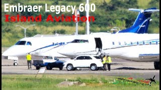 Embraer Legacy 600 (EMB-135BJ) runway 25 arrival, taxi to parking @ St. Kitts