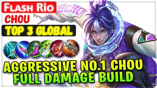 Aggressive No.1 Chou, Full Damage Build [ Top Global Chou ] Fʟᴀsʜ Riᴏ - Mobile Legends Emblem Build