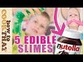 5 DIY Edible Candy Slimes *SLIME YOU CAN EAT* Gummy slime, nutella slime, musk stick, psyllium