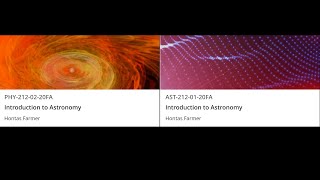 Astronomy 212 Module 1 lecture, Elmhurst University,  Adjunct Professor Hontas F. Farmer MS