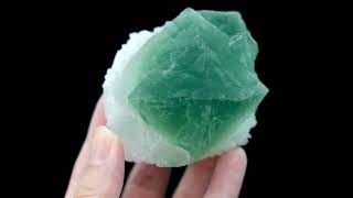 Rounded Octahedral Emerald Green Fluorite Crystal from Fotang, Yiwu, Zhejiang, China