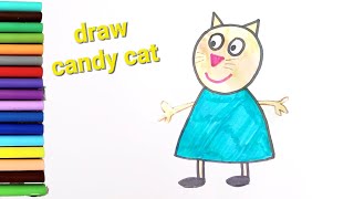 How To Draw Candy Cat From Peppa Pig | Candy Cat Drawing Easy