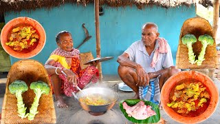 BROCCOLI CHICKEN RECIPE | how my grandfather collecting our farm fresh broccoli cooking with poultry