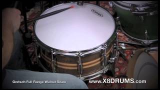 Gretsch Full Range Walnut Snare Drum 6.5x14 Demonstration - X8 Drums