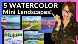 Mini Watercolor Painting Tutorial (5 EASY Landscapes!)