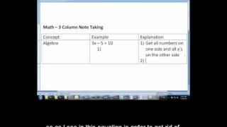 3 Column Note Taking For Math