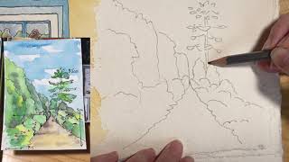 How to Paint Perspective Using Watercolour - (live recording) Simple Watercolour illustration