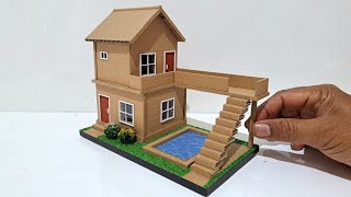 DIY - CARA MEMBUAT MINIATUR RUMAH DARI KARDUS #254 RUMAH DUALANTAI