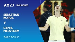 Sebastian Korda v Daniil Medvedev Highlights | Australian Open 2023 Third Round