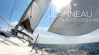 Flying Asymmetrical Spinnaker on a Jeanneau Sun Odyssey 410