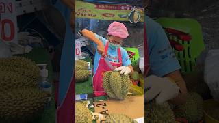 Durian Heaven! Thai Lady Selling Fresh Giant Durian - Fruit Cutting Skills