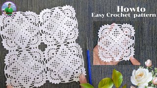 Amazing‼️Tutorial simple crochet motif square pattern สอนถักโครเชต์ ต่อดอก ง่ายๆ|Easy step by step