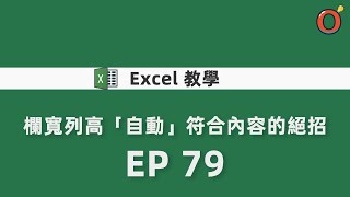 Excel 教學 - 欄寬列高「自動」符合內容的絕招 EP 79