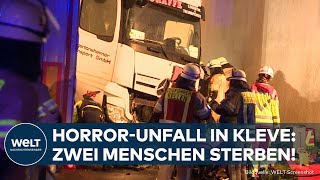 KLEVE: Horror-Unfall fordert zwei Tote - LKW zerquetscht Kleinbus und Insassen in NRW!