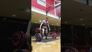 260KG•572lbs DEADLIFT @67KG BW