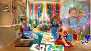 🎨 Messy Play Fun! 🌈 Hand \u0026 Foot Painting Rainbow Magic for Kids 👣✨