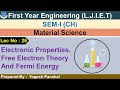 Electronic Properties, Free Electron Theory And Fermi Energy|Material Science|First Year Engineering