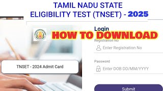 TN SET EXAM 2025: ADMIT CARD / HALL TICKET DOWNLOAD / HOW TO DOWNLOAD HALL TICKET