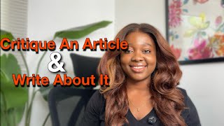 How to Critique an Article and Write About It.