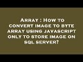 Array : How to convert image to byte array using javascript only to store image on sql server?