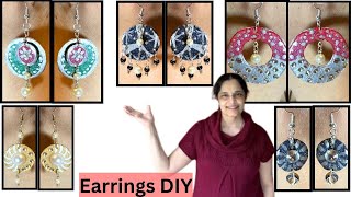 How To Make Paper Earrings (Cardboard Of Empty Crackers Box))