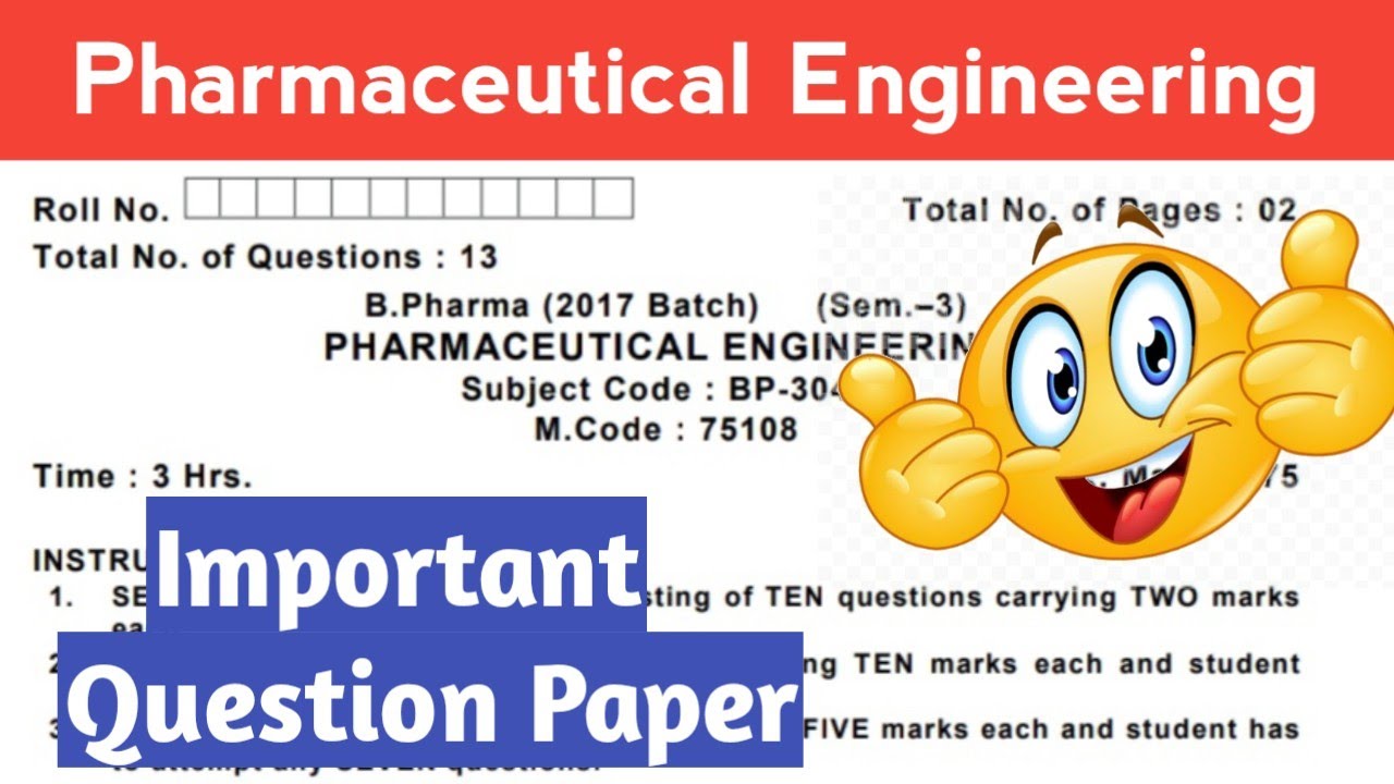 Pharmaceutical Engineering 3rd Semester Question Paper L B Pharma 3rd ...